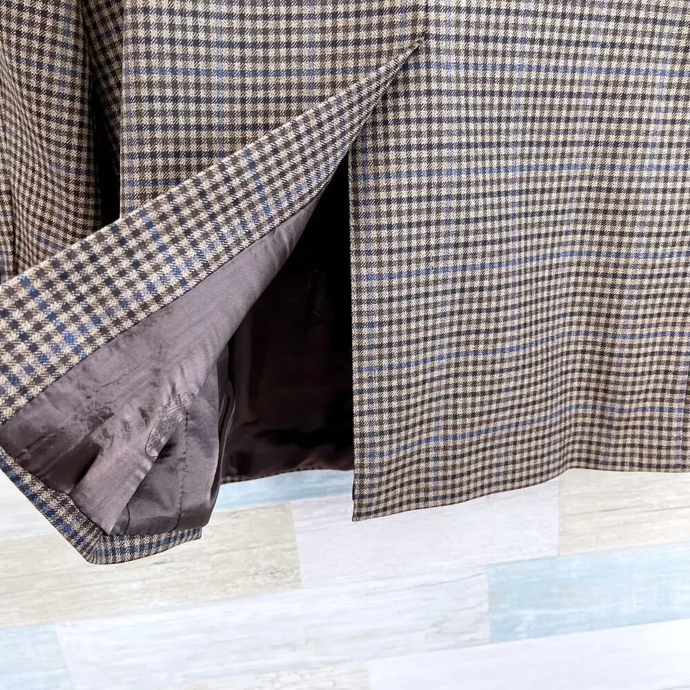 Brooks Brothers 1818 SaxXon Madison Sport Coat Brown Plaid Wool USA Mens 41R